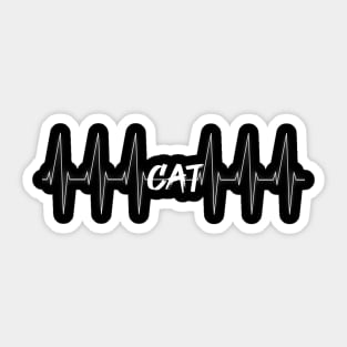 Heartbeat cat  white gift idea Sticker